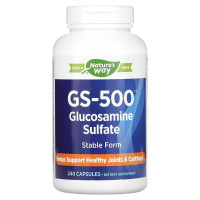 Глюкозамин сульфат, GS-500 Glucosamine Sulfate, Nature's Way, 240 капсул (0,5 г в капсуле)