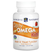 Рыбий жир для детей, Daily Omega Kids, Nordic Naturals, 1 в день, фруктовый вкус, 30 капсул