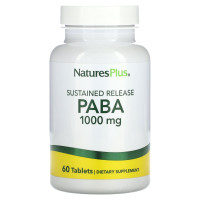 ПАБК, PABA, NaturesPlus, замедленного высвобождения, 1000 мг, 60 таблеток