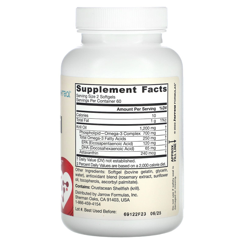 Масло криля, Krill Oil, Jarrow Formulas, 120 гелевых капсул