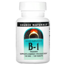 Тіамін, B-1, Thiamin, Source Naturals, 100 мг, 100 таблеток