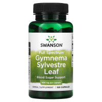 Джімнема Сильвестра, Gymnema Sylvestre Leaf, Swanson, 400 мг, 100 капсул