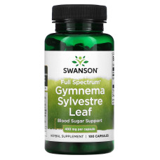 Джімнема Сильвестра, Gymnema Sylvestre Leaf, Swanson, 400 мг, 100 капсул