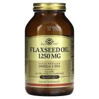 Лляна олія, Flaxseed Oil, Solgar, 1250 мкг, 100 гелевих капсул