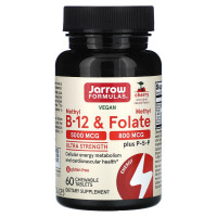 Метилфолат и метил B-12, Methyl B-12 & Methyl Folate, Jarrow Formulas, вишня, 60 леденцов