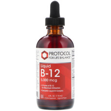 Витамин В-12, Liquid B-12, Protocol for Life Balance, 5000 мкг, 118 мл
