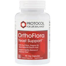 Підтримка кишкової мікрофлори, OrthoFlora Yeast Support, Protocol for Life Balance, 90 кап.
