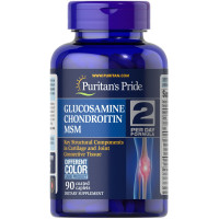 Глюкозамин хондроитин и МСМ, Glucosamine, Chondroitin & MSM-2 Per Day Formula, Puritan's Pride, 90 каплет