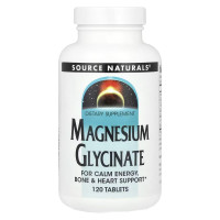 Магний глицинат, Magnesium Glycinate, Source Naturals, 120 таблеток