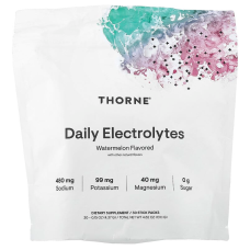 Електроліти, Daily Electrolytes, Thorne, зі смаком кавуна, 30 пакетиків-стиків (4,37 г кожен)