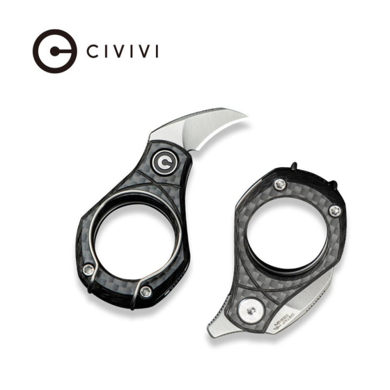 Ніж складаний кишеньковий Civivi Pyrus, (1.6 см) 14C28N / Carbon Fiber темно-сірий