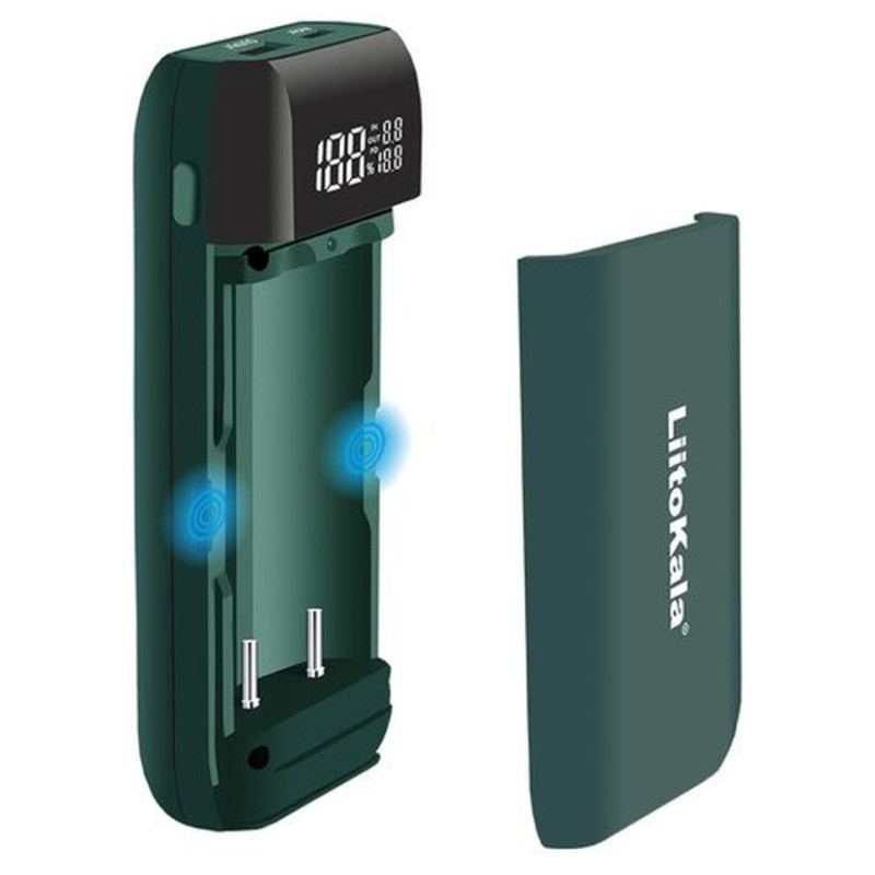 Зарядний пристрій-павербанк LiitoKala Lii-MP2 на 2 канали для акумуляторів, зелений