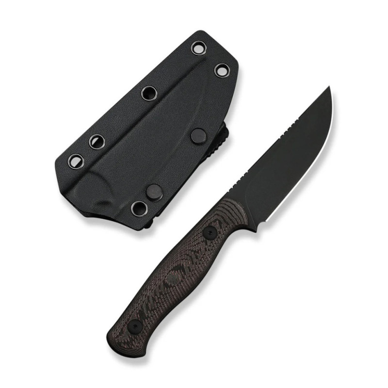 Ніж фіксований туристичний Weknife Notchline, (8.7 см) CPM S35VN /Carbon Fiber мідний з чохлом