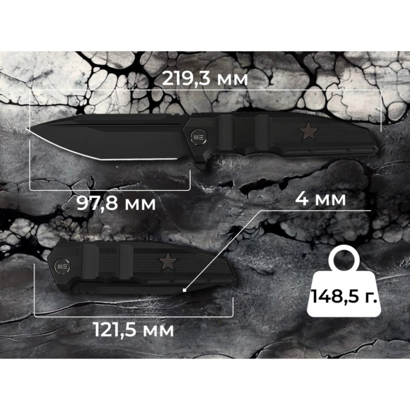Ніж складаний туристичний Weknife Breach (9.8 см) Bohler M390 / Titanium чорний