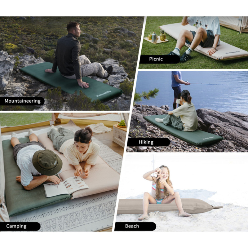 Матрац ортопедичний самонадувний одномісний Naturehike CNK2450WS020, 200х63х10 см, темно-зелений