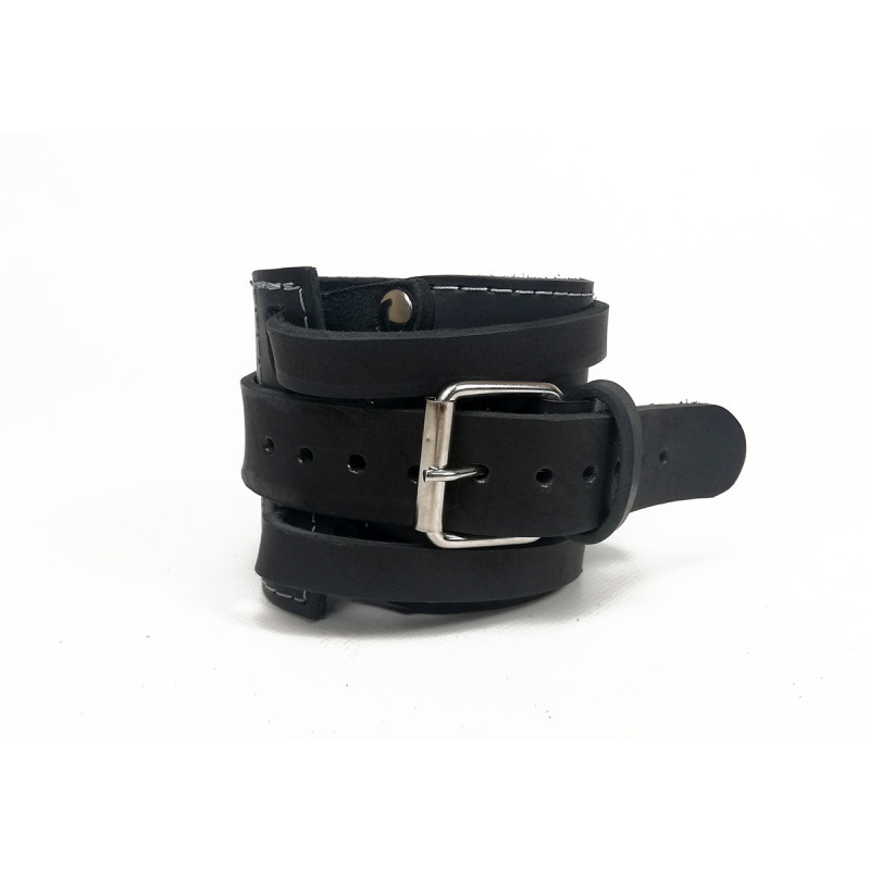 Манжета EasyFit F8 для тяги на тренажере, Натуральная кожа, Регулируемый обхват до 18 см, Ширина 9 см, Чёрный