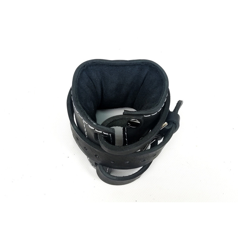 Манжета EasyFit F8 для тяги на тренажере, Натуральная кожа, Регулируемый обхват до 18 см, Ширина 9 см, Чёрный