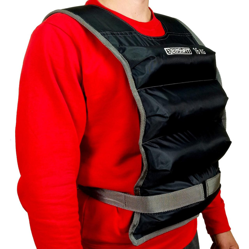 Жилет для утяжеления EasyFit, Вес 16 кг, Оксфорд, Песок, Черный