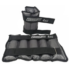 Утяжелители для ног и рук с металлом EasyFit Metal (пара), Вес 4 кг, Оксфорд, Металл, Черно-серый