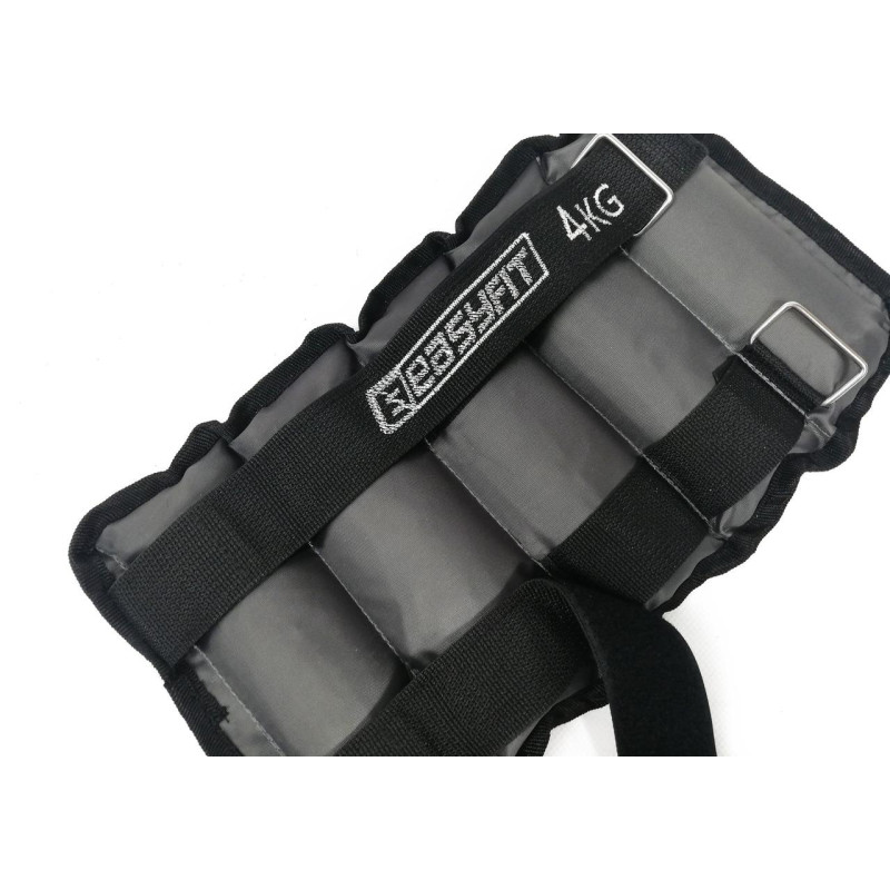 Утяжелители для ног и рук с металлом EasyFit Metal (пара), Вес 4 кг, Оксфорд, Металл, Черно-серый