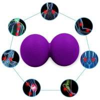 Подвійний масажний м'яч EasyFit, Довжина 12 см, Діаметр 6 см, Матеріал TPR, для МФР, зняття напруги та самомасажу, Фіолетовий
