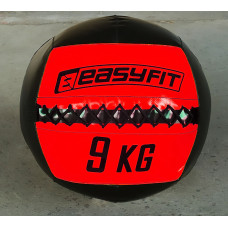 Медичний м'яч EasyFit Wall Ball (медбол, волболл), Вага 9 кг, Діаметр 33 см, PU, PVC, Чорно-червоний