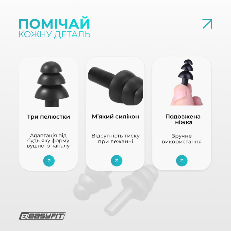 Беруші силіконові багаторазові EasyFit, чорні