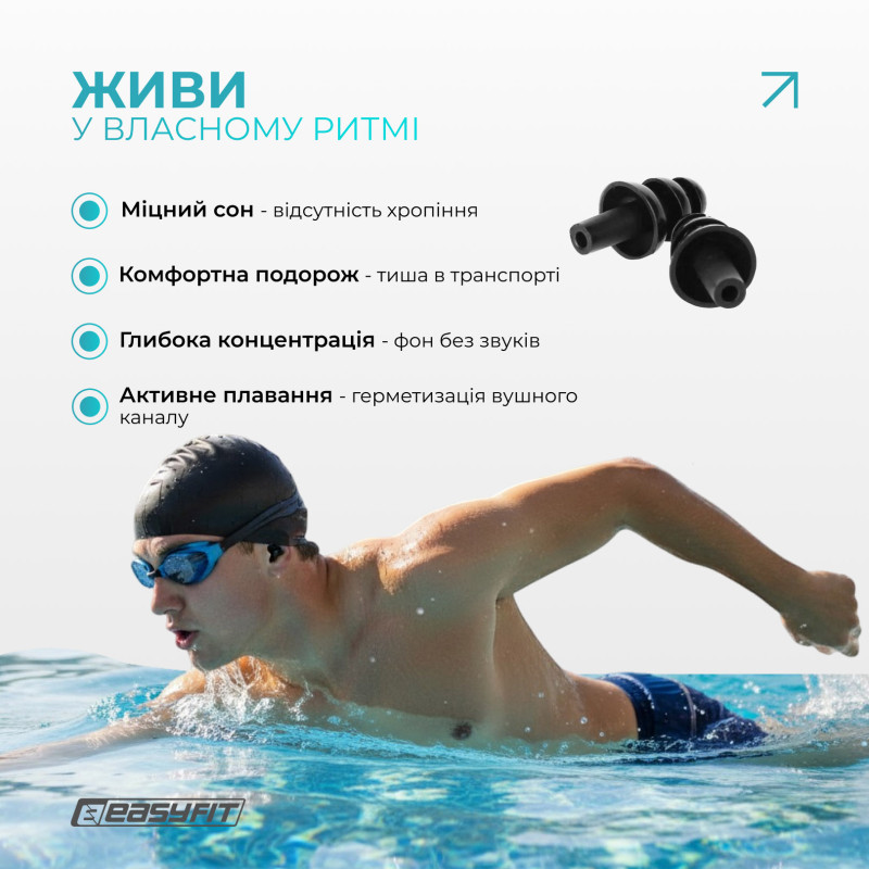 Беруші силіконові багаторазові EasyFit, чорні