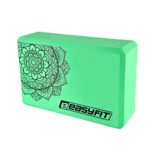 Блок для йоги EasyFit EVA, Довжина 23 см, Ширина 15,5 см, Піна EVA, М'ятний з малюнком 