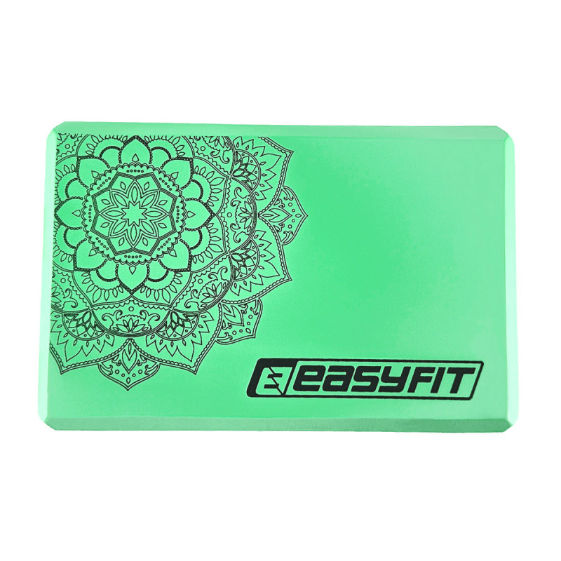 Блок для йоги EasyFit EVA, Довжина 23 см, Ширина 15,5 см, Піна EVA, М'ятний з малюнком 