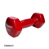 Гантель для фітнесу EasyFit з вініловим покриттям, Вага 2 кг, Сталь, Червоний