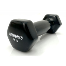 Гантель для фитнеса EasyFit с виниловым покрытием, Вес 0,5 кг, Сталь, Черный
