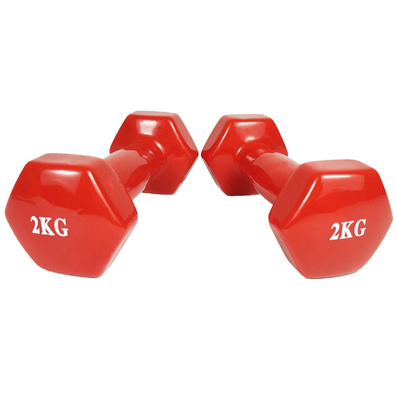 Гантель для фитнеса EasyFit с виниловым покрытием, Вес 2 кг, Сталь, Красный