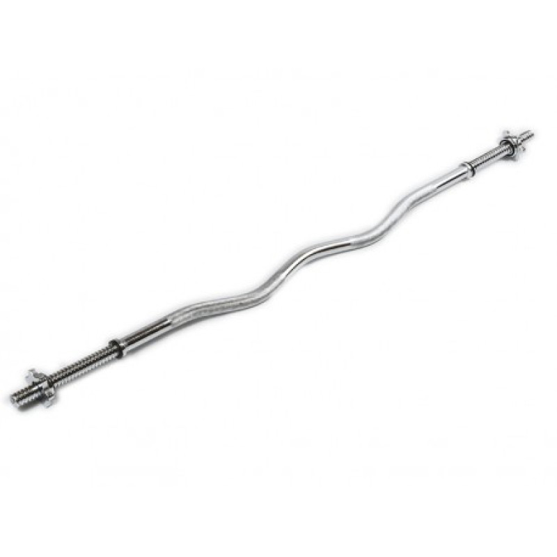 Гриф для штанги EasyFit W-образный, Длина 1,2 м, Диаметр 25 мм, Хромированная сталь, Вес 5 кг