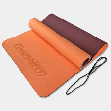 Двухслойный коврик EasyFit для пилатеса, фитнеса и йоги, 183x61 см, толщина 6 мм, TPE/TC, ECO-Friendly, персиково-коричневый