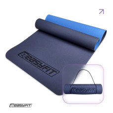 Двухслойный коврик EasyFit для пилатеса, фитнеса и йоги, 183x61 см, толщина 6 мм, TPE/TC, ECO-Friendly, сине-голубой