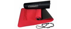 Двухслойный коврик EasyFit для пилатеса, фитнеса и йоги с чехлом, 183x61 см, толщина 6 мм, TPE/TC, ECO-Friendly, красно-черный