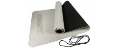Двошаровий килимок EasyFit для пілатесу, фітнесу та йоги, 183x61 см, товщина 6 мм, TPE/TC, ECO-Friendly, сіро-чорний