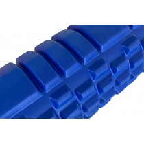 Массажный ролик EasyFit Grid Roller v.1.1 с заглушками, Длина 33 см, Диаметр 14 см, 3D массажная поверхность, Пена EVA, для фитнеса, йоги и восстановления мышц, Синий