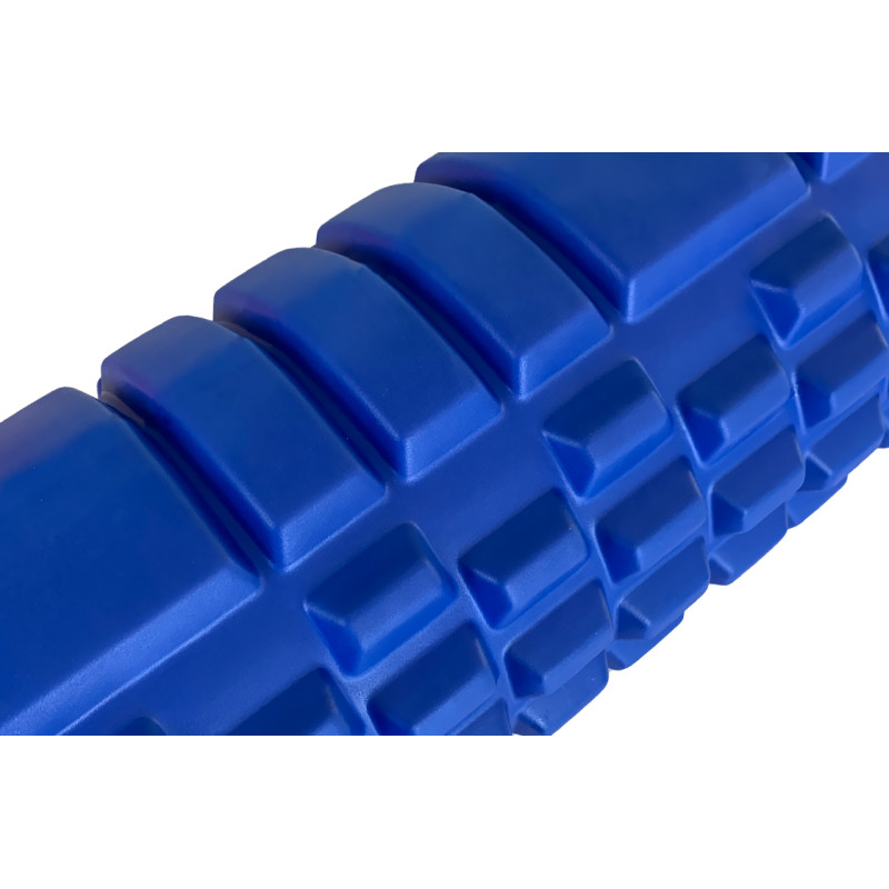 Масажний ролик EasyFit Grid Roller v.1.1 з заглушками, Довжина 33 см, Діаметр 14 см, 3D масажна поверхня, піна EVA, для фітнесу, йоги та відновлення м'язів, Синій