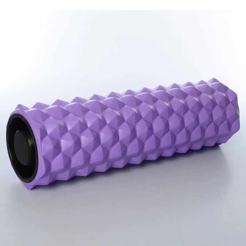 Массажный ролик (валик) EasyFit Triangle, длина 45 см, диаметр 12 см, фиолетовый, каркас из высокопрочного пластика, EVA-пена с массажной поверхностью 3D, для МФР, фитнеса, йоги и реабилитации