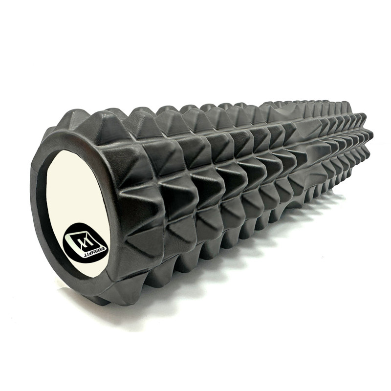 Массажный ролик (валик) EasyFit Grid Roller v.2.2, Длина 45 см, Диаметр 13 см, Каркас из высокопрочного пластика, Пена EVA с массажной поверхностью 3D, для МФР, фитнеса, йоги и реабилитации, Черный