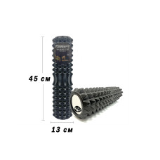 Массажный ролик (валик) EasyFit Grid Roller v.2.2, Длина 45 см, Диаметр 13 см, Каркас из высокопрочного пластика, Пена EVA с массажной поверхностью 3D, для МФР, фитнеса, йоги и реабилитации, Черный