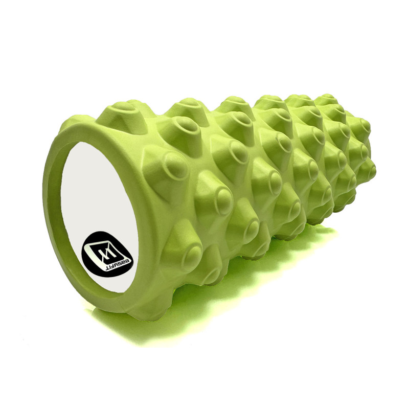 Масажний ролик (валик) EasyFit Grid Roller Extreme, Довжина 33 см, Діаметр 14 см, Каркас із високоміцного пластику, Піна EVA з масажною поверхнею 3D, для МФР, фітнесу, йоги та реабілітації, Салатовий