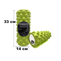 Масажний ролик (валик) EasyFit Grid Roller Extreme, Довжина 33 см, Діаметр 14 см, Каркас із високоміцного пластику, Піна EVA з масажною поверхнею 3D, для МФР, фітнесу, йоги та реабілітації, Салатовий