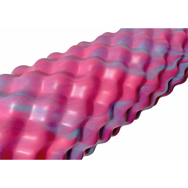 Массажный ролик (валик) EasyFit Bubbles, длина 45 см, диаметр 12 см, розово-голубой, каркас из высокопрочного пластика, пена EVA с массажной поверхностью 3D, для МФР, фитнеса, йоги и реабилитации