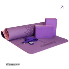 Набор для йоги и фитнеса EasyFit Polarity Set: коврик для йоги, два блока и ремень (padma), Фиолетово-розовый
