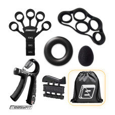 Набір кистьових еспандерів EasyFit GripKit 6 в 1 для комплексного тренування рук, чорний Набір кистьових еспандерів EasyFit GripKit 6 в 1 для комплексного тренування рук, чорний