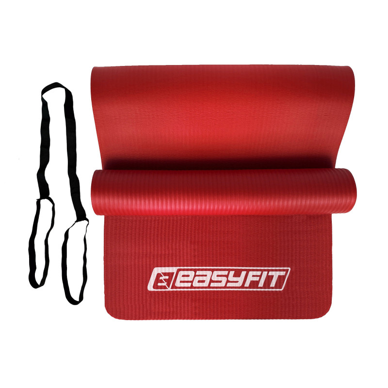 Килимок EasyFit для фітнесу та пілатесу, 180x60 см, товщина 10 мм, NBR, червоний