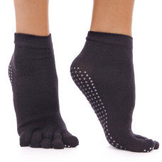 Носки EasyFit для йоги, пилатеса и танцев с антискользящей подошвой, разделенными пальцами, размер (36-40), хлопок с полиэстером, черный